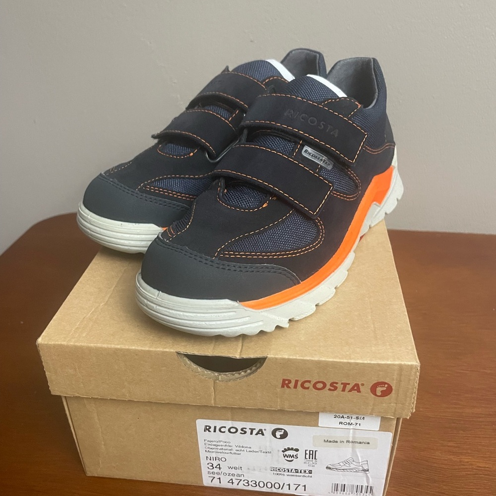 Costa Kids Sneakers - Navy and Orange